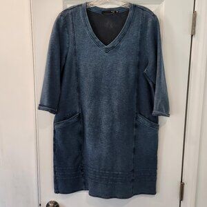 MAX JEANS STRETCH CHAMBRAY DRESS/TUNIC WITH POCKETS SIZE LARGE